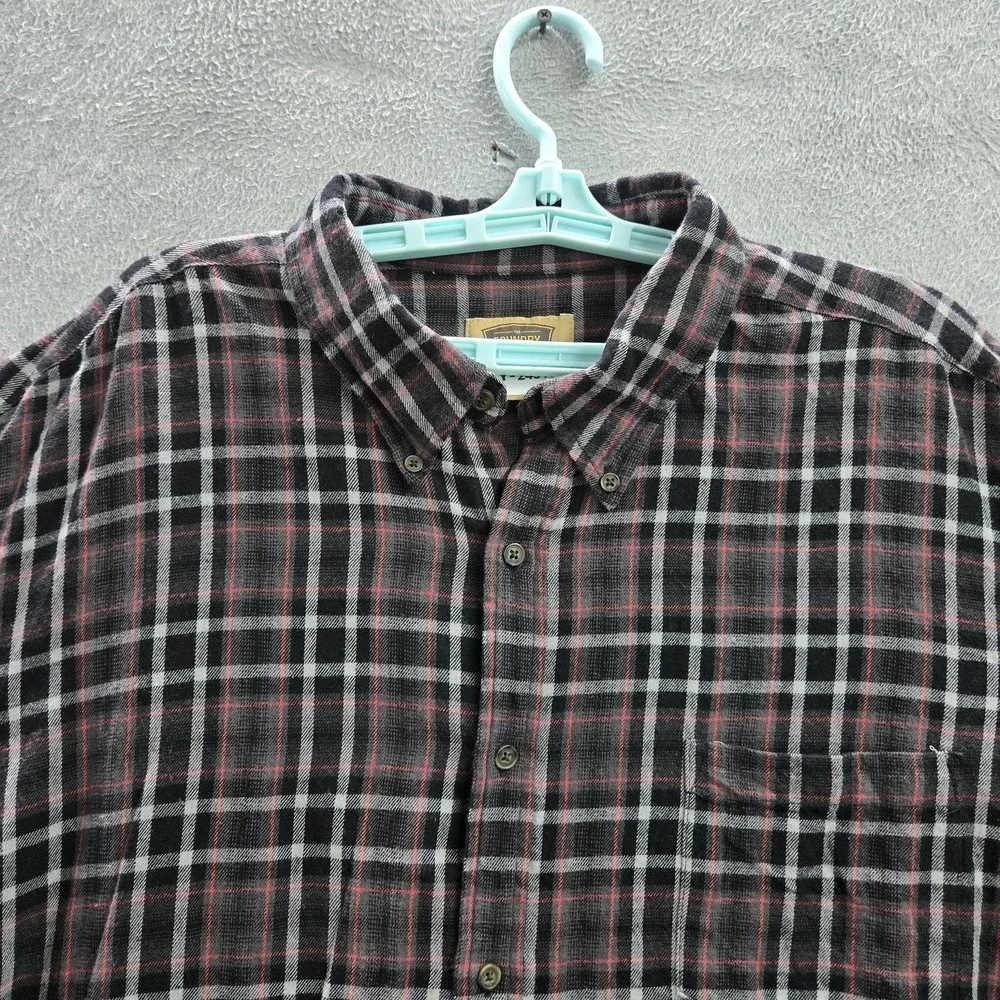 The Foundry Supply Co. Men Button Up Shirt 2XLT Black‎ Plaid Flannel